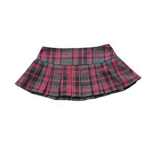 Class Act Sexy School Girl Red & Green Plaid Pleated Mini Skirt